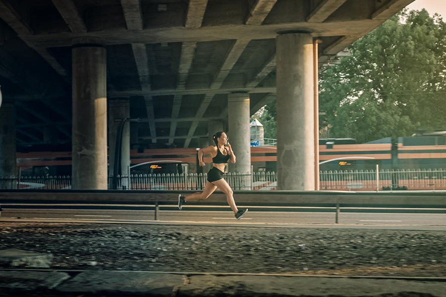 Woman jogging on a track